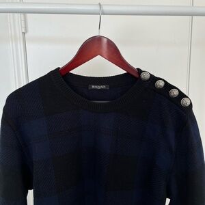Balmain 3 Button Intarsia Knit